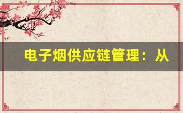 电子烟供应链管理：从进货到销售的流程优化