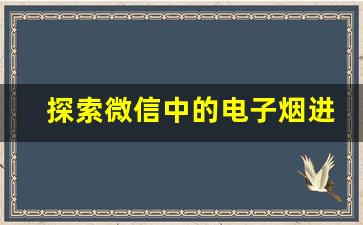 探索微信中的电子烟进货途径