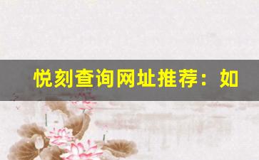 悦刻查询网址推荐：如何快速找到官方平台