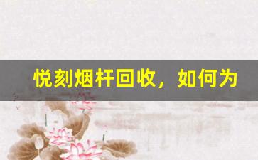 悦刻烟杆回收，如何为环境保护贡献力量